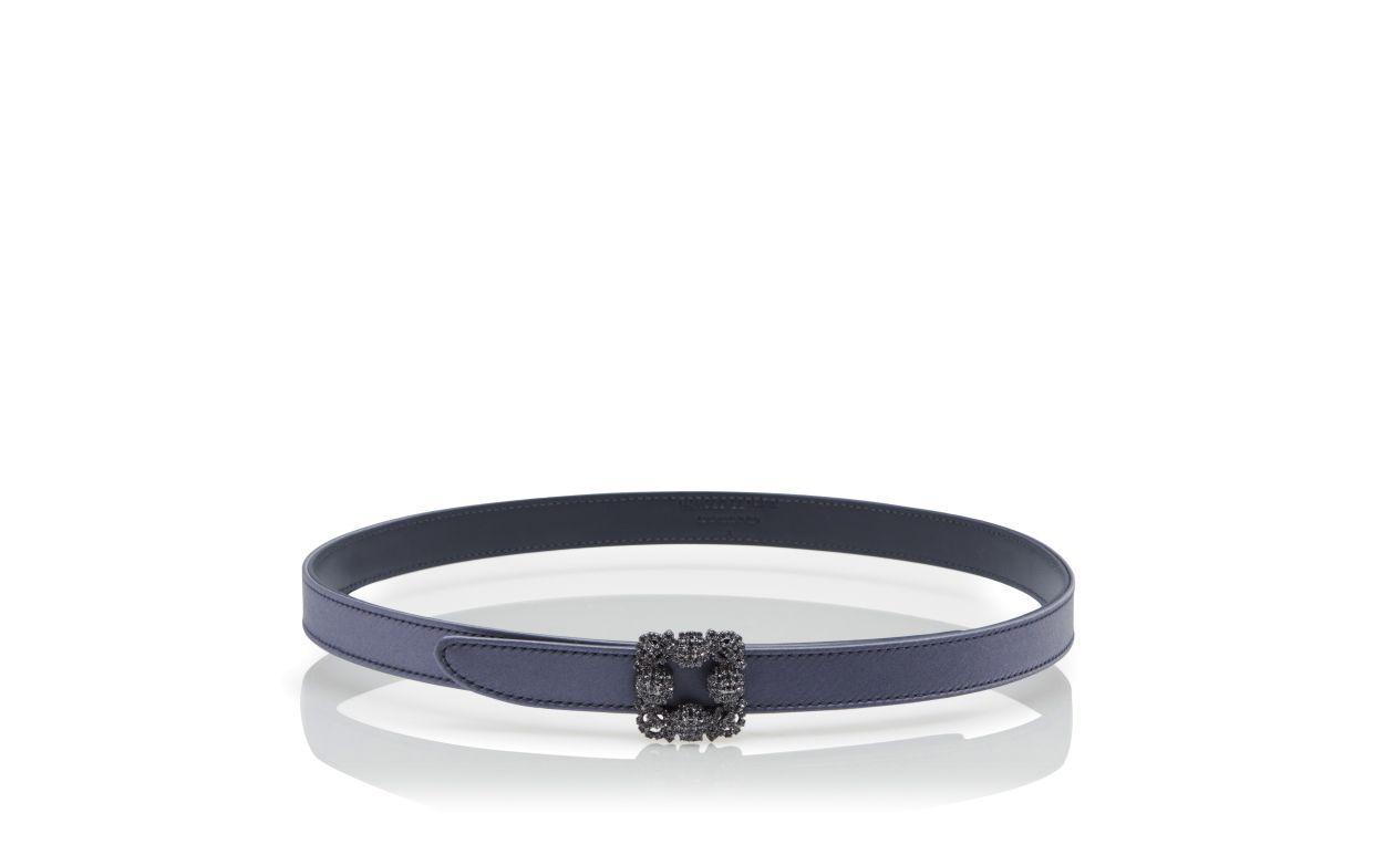 HANGISI BELT MINI Blue-Grey Satin Crystal Buckled Belt Product Image