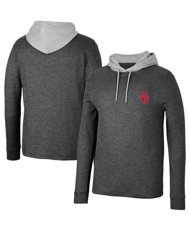 Mens Colosseum Black Oklahoma Sooners Ballot Waffle-Knit Thermal Long Sleeve Hoodie T-shirt Product Image