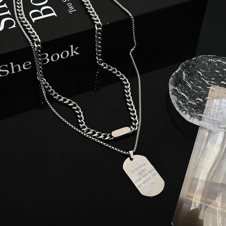 Set:  Tag Pendant Stainless Steel Necklace + Stainless Steel Choker Product Image