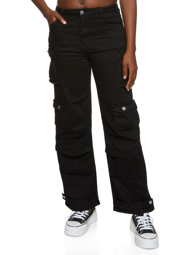 Womens Straight Leg Cargo Jeans Product Image