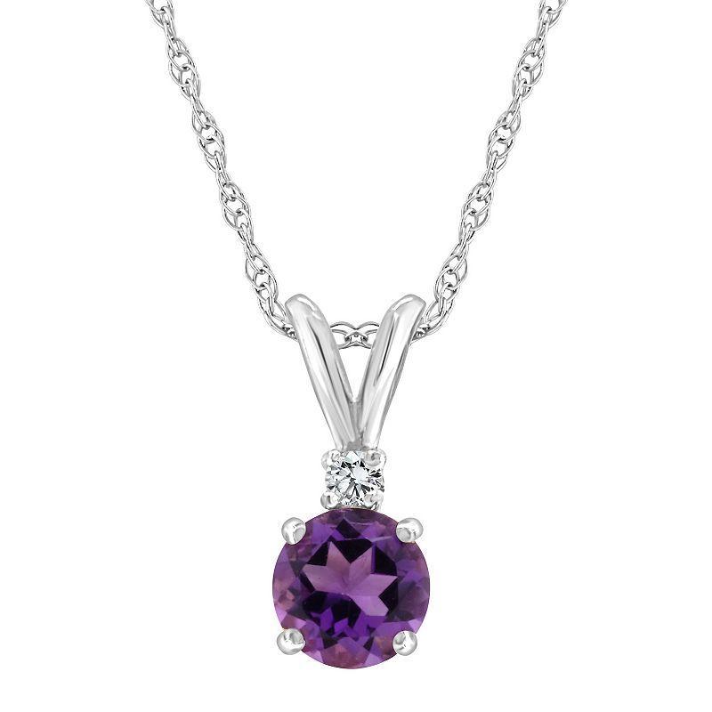 Celebration Gems 14k Gold Amethyst & Diamond Accent Pendant Necklace, Womens 14k Whgold Product Image