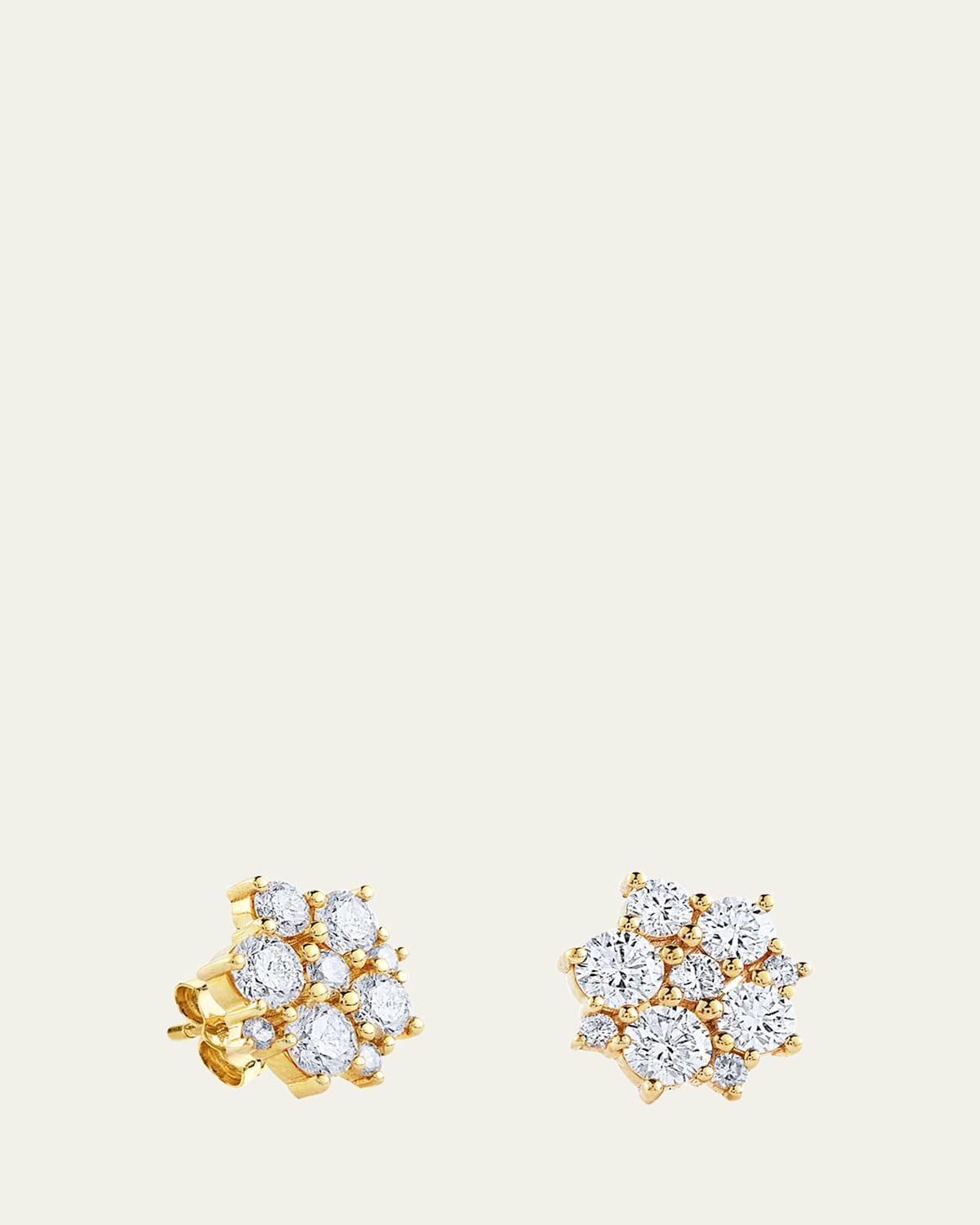 Womens Cocktail 18K Gold & Diamond Disc Stud Earrings Product Image