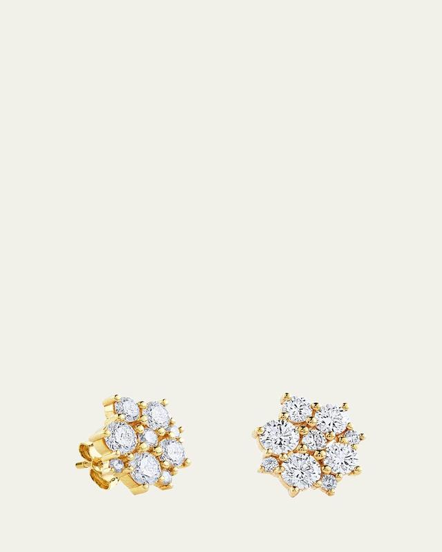 Womens Cocktail 18K Gold & Diamond Disc Stud Earrings Product Image