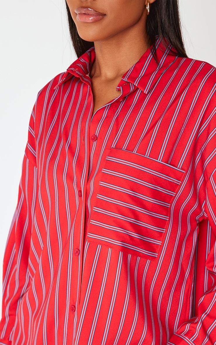 Red Striped Oversized Shirt Product Image