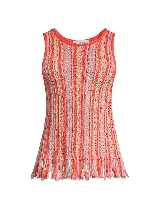 Womens Striped Crochet Tank Product Image