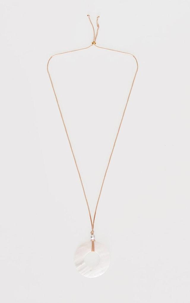 Cream Oval Stone String Necklace Product Image