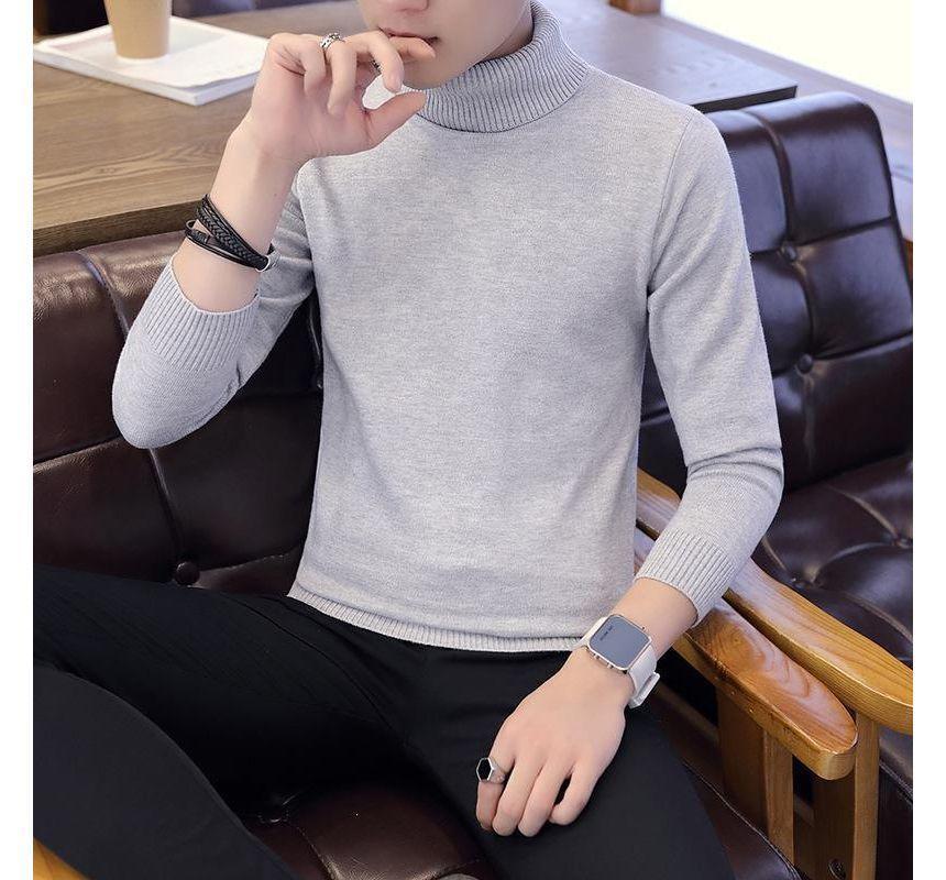 Turtleneck Plain Sweater Product Image