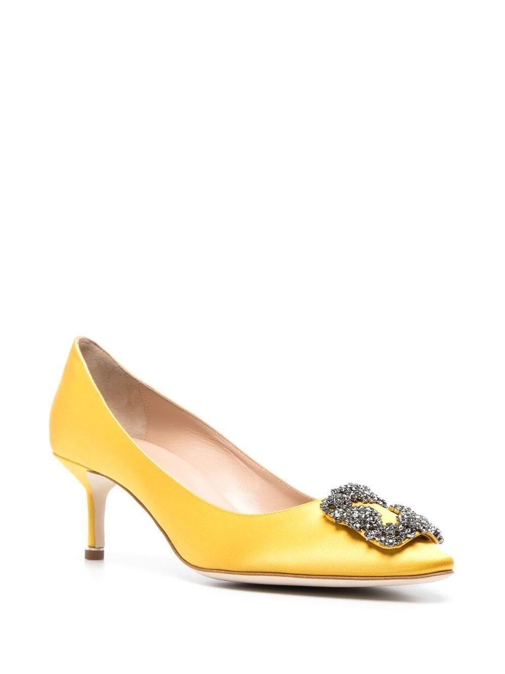 Yellow Hangisi 50 Crystal Satin Pumps Product Image