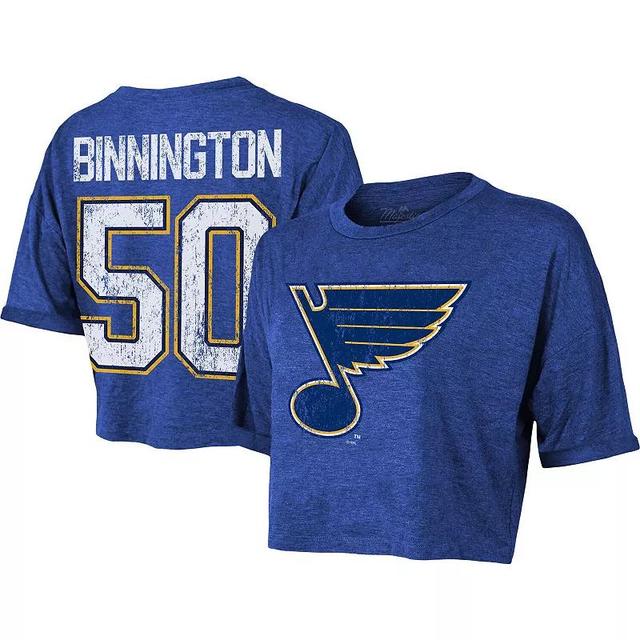 Womens Majestic ThreadsJordan Binnington St. Louis s Boxy Crop Name & Number Cropped T-Shirt Product Image