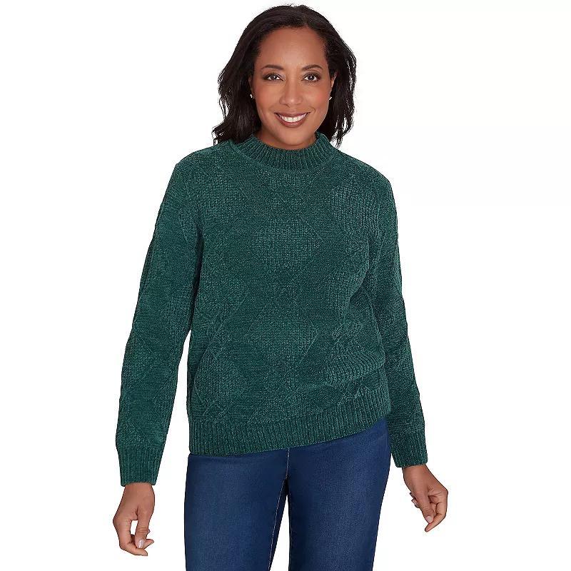 Petite Alfred Dunner Diamond Rib Chenille Mockneck Sweater, Womens product image