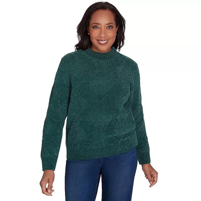 Petite Alfred Dunner Diamond Rib Chenille Mockneck Sweater, Womens Product Image