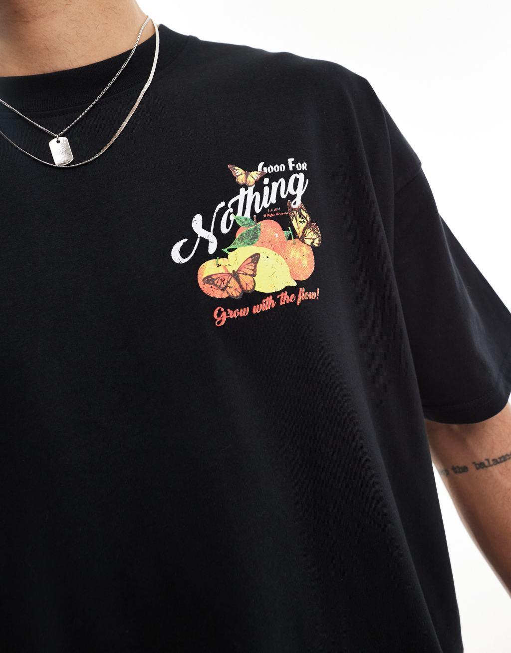 Good For Nothing fruit graphic back t-shirt in black Product Image