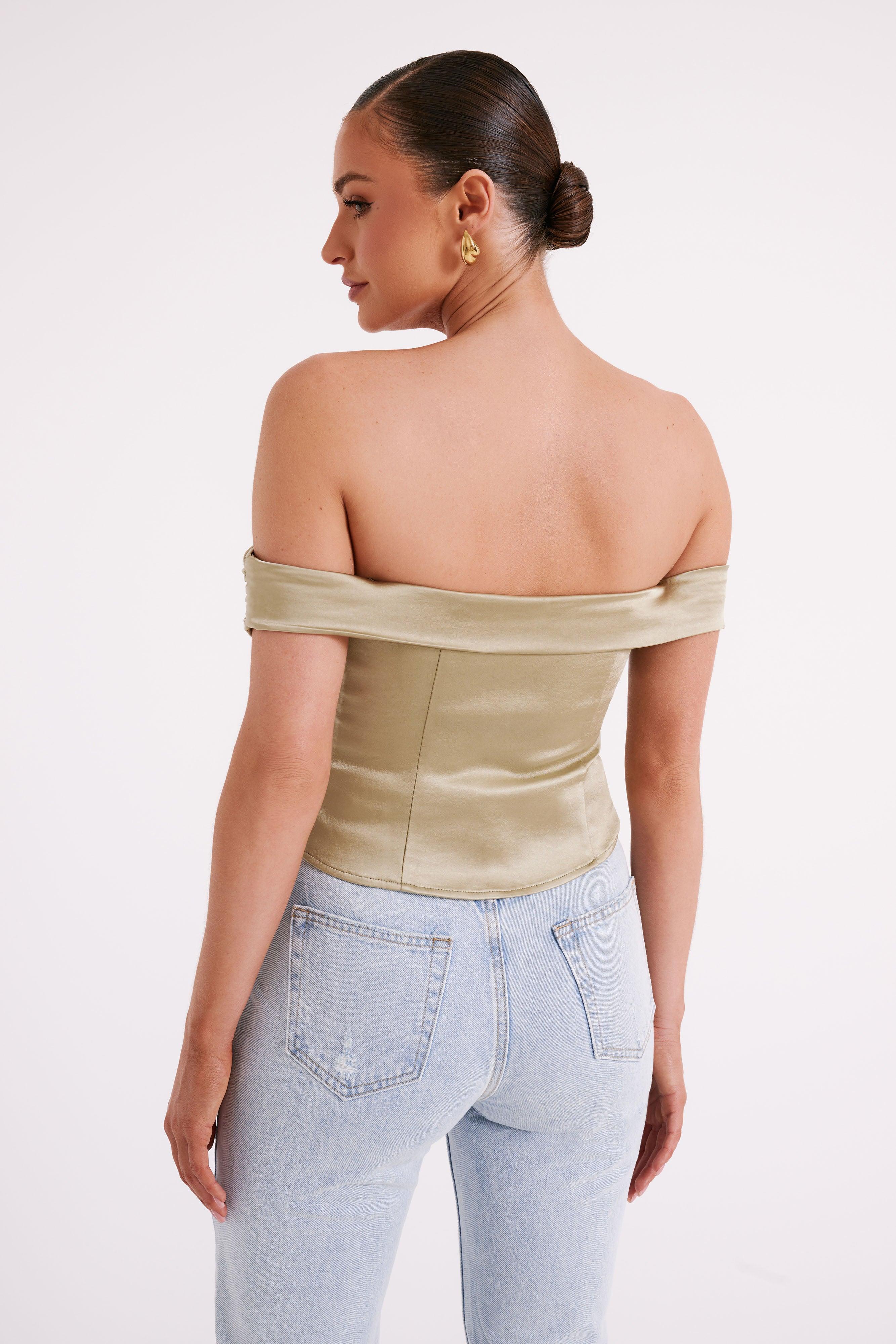 Anysa Satin Strapless Top - Sage Product Image