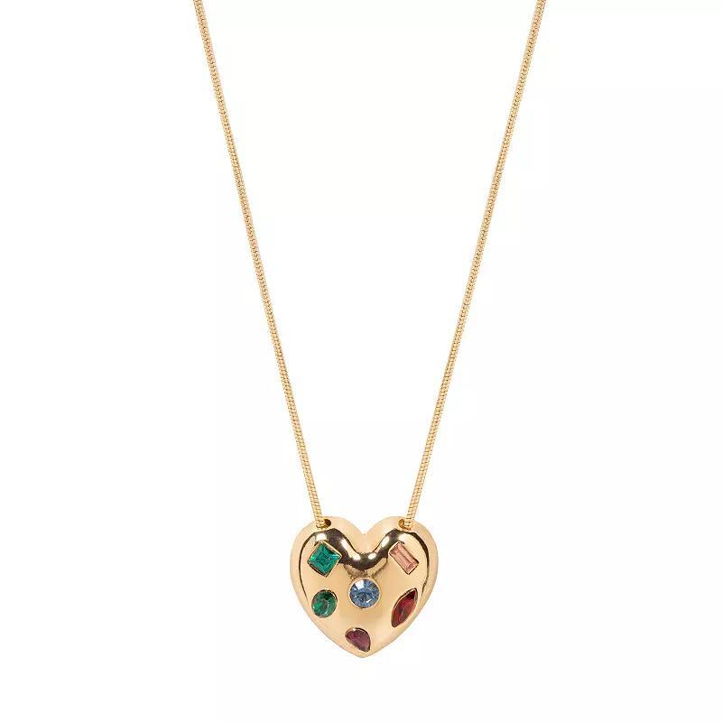 Emberly Gold Tone Long Pendant With Heart Drop Necklace, Womens, Multi Product Image