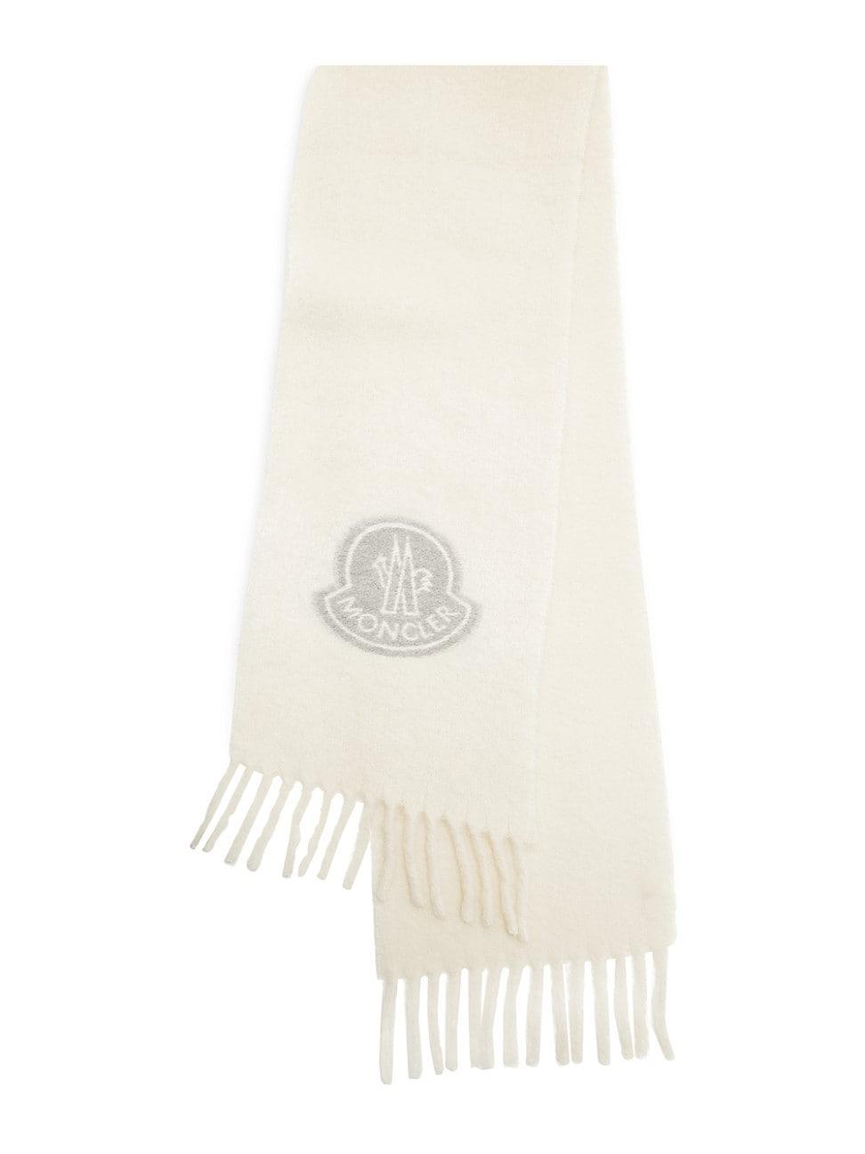 Womens Patch Logo Fringe Wool Scarf Product Image