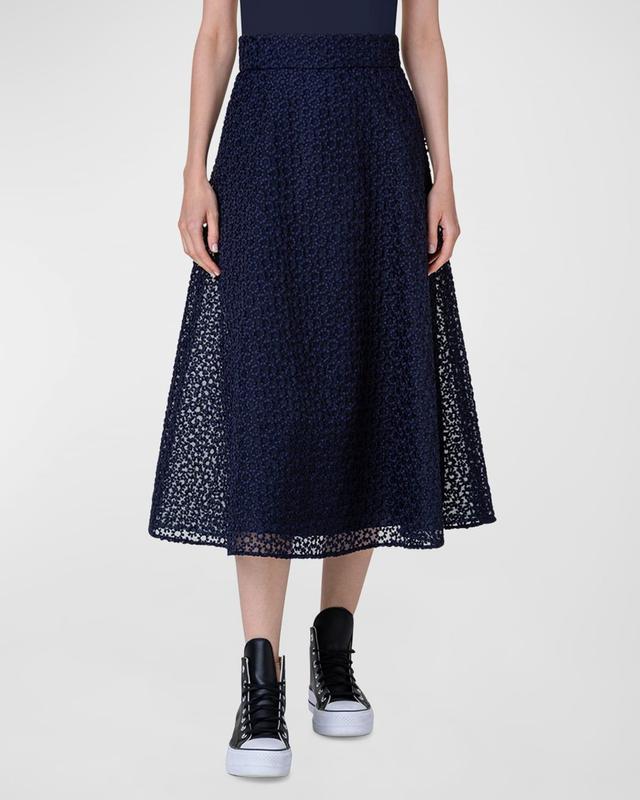 Akris Embroidered Floral Organza A-Line Skirt Product Image