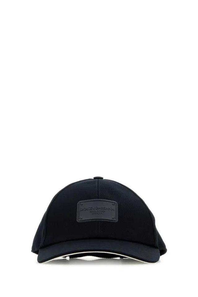 Logo-plaque Cotton Baseball Cap In Blue Product Image