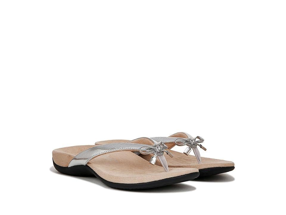 Vionic Bella Ribbed Metallic Bow Detail Thong Sandals Product Image