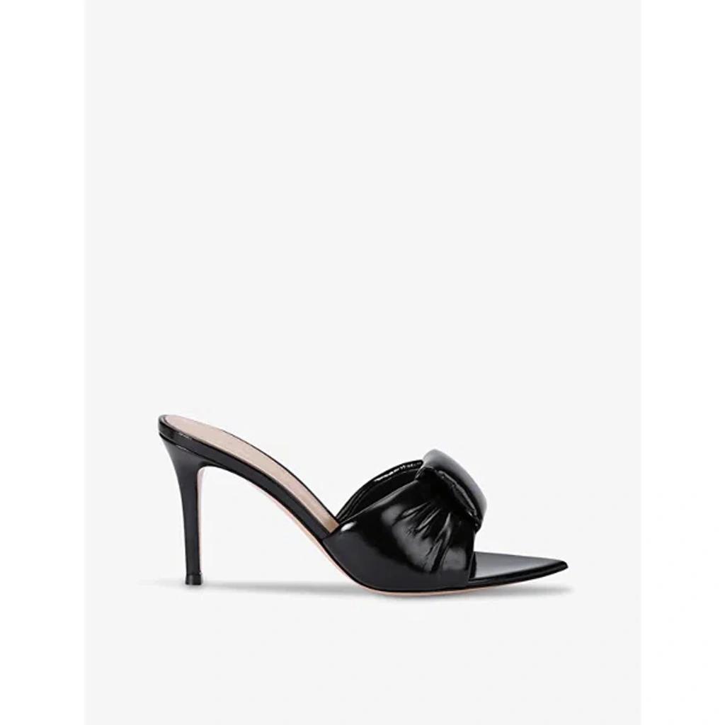 GIANVITO ROSSI Womens Black Bow-detail Patent-leather Heeled Sandals product image