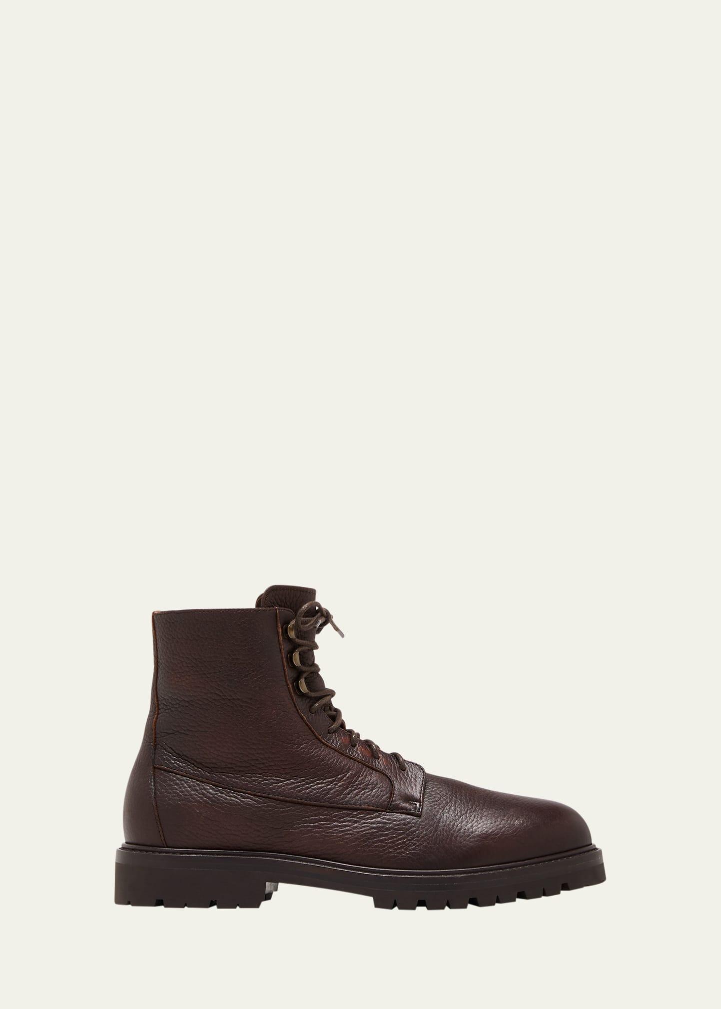 Mens Shearling-Lined Deerskin Lace-Up Boots Product Image