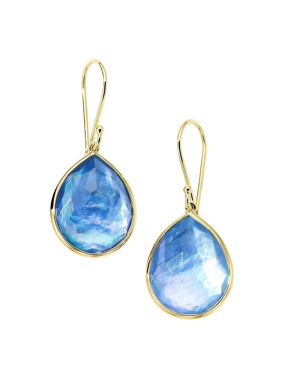 Womens Rock Candy 18K Gold, Rock Crystal, Mother-Of-Pearl & Lapis Triplet Medium Teardrop Earrings Product Image