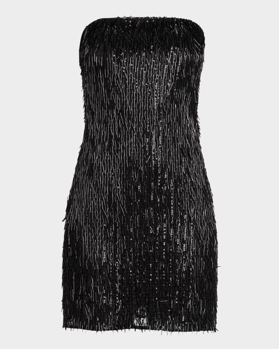 Victaria Strapless Bead Fringe Mini Dress Product Image