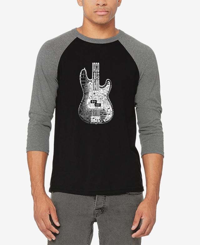 Mens Raglan Baseball Word Art Bass Guitar T-shirt Product Image