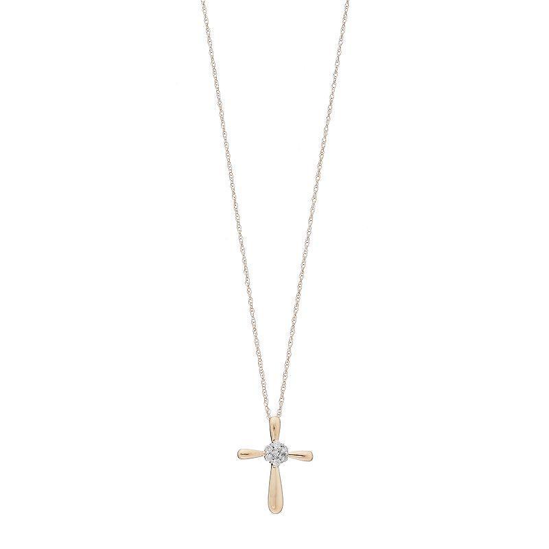 Celebration Gems 10k Gold 1/10 Carat T.W. Diamond Cluster Cross Pendant, Womens White Product Image