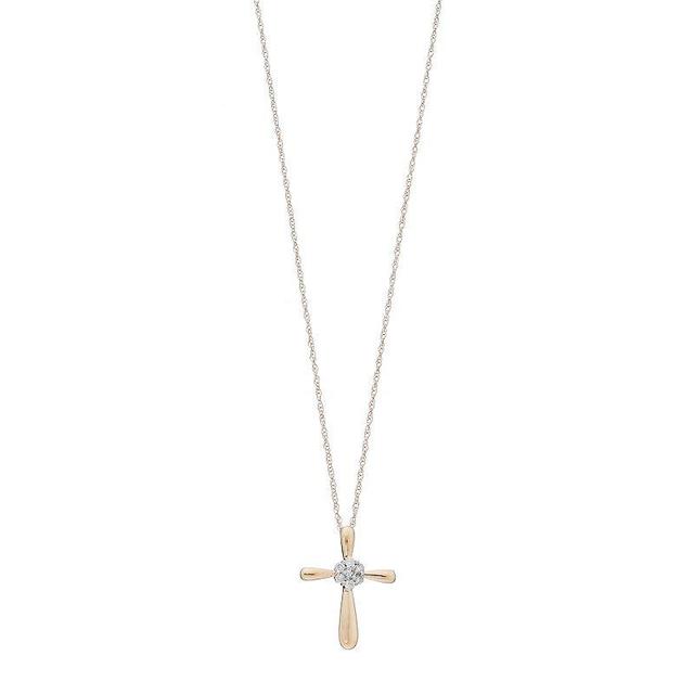 Celebration Gems 10k Gold 1/10 Carat T.W. Diamond Cluster Cross Pendant, Womens White Product Image