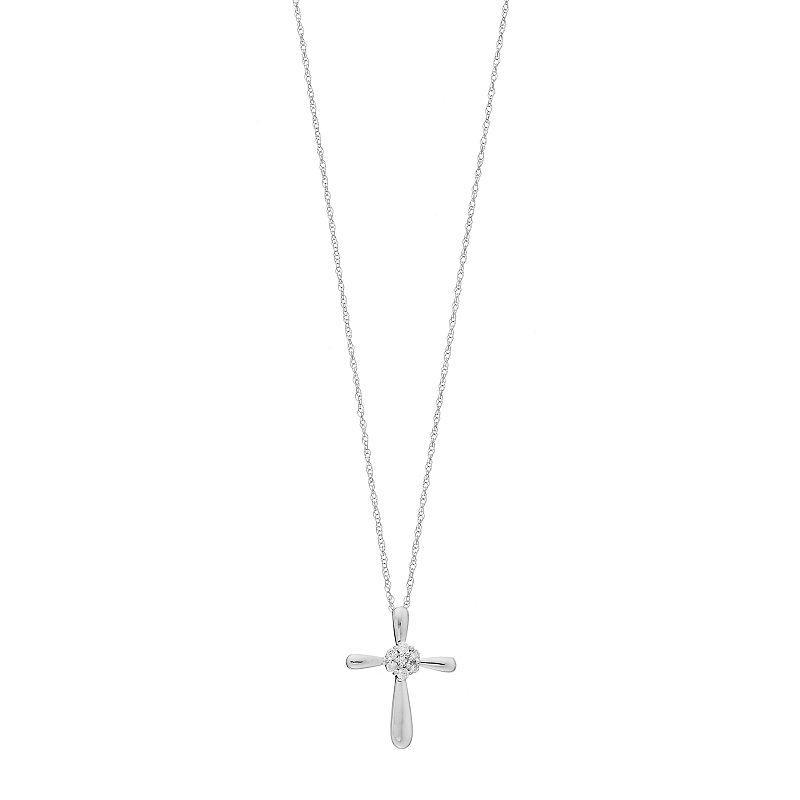 Celebration Gems 10k Gold 1/10 Carat T.W. Diamond Cluster Cross Pendant, Womens White Product Image