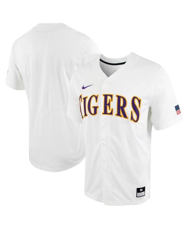 Mens Nike White LSU Tigers Replica Full-Button Baseball Jersey Product Image