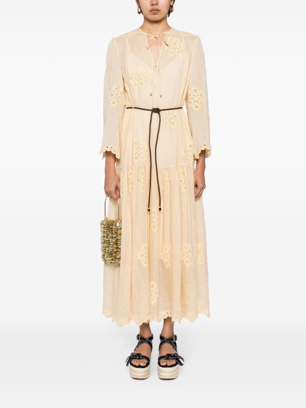 Acadian Embroidered Maxi Dress In Yellow Product Image