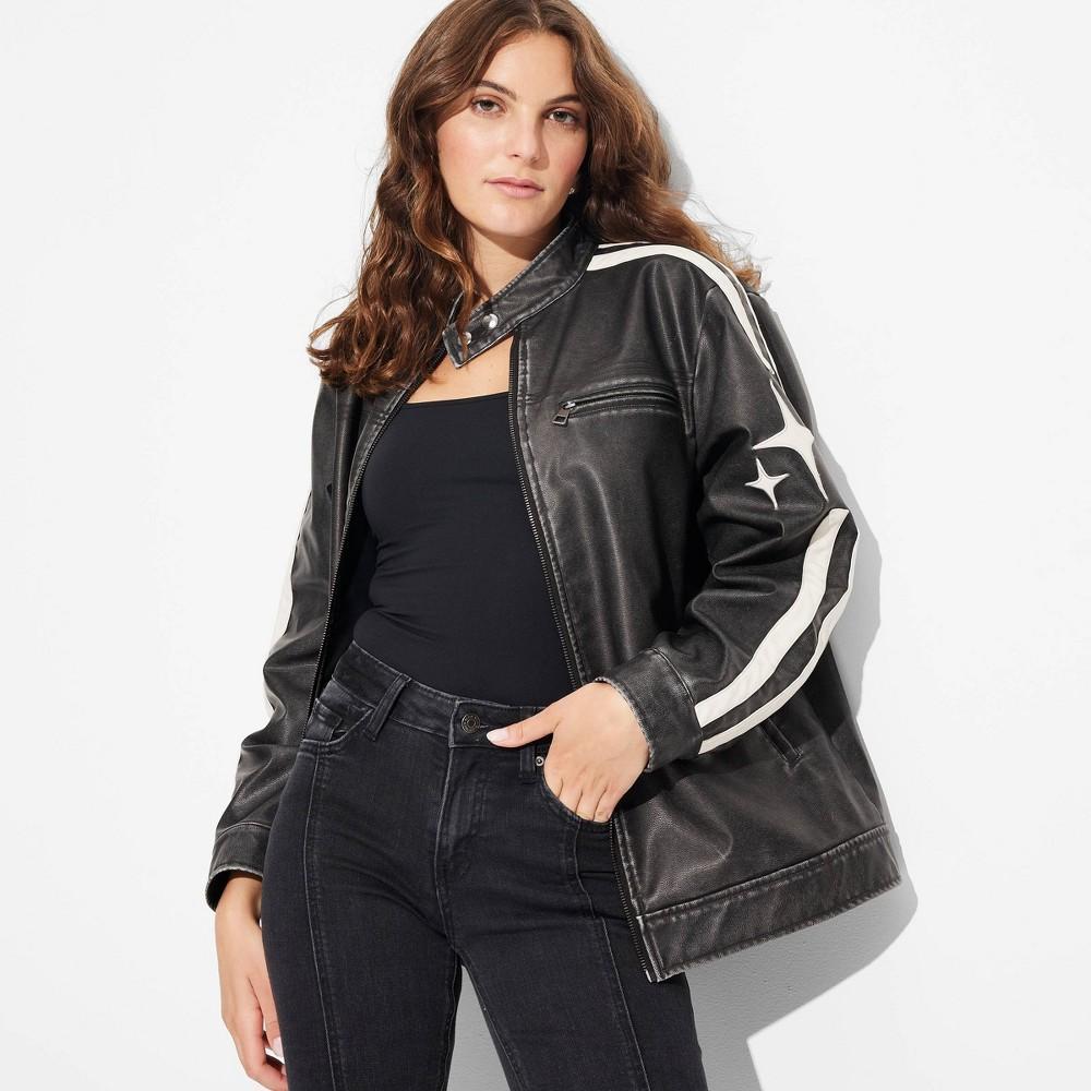 Womens Faux Leather Oversized Racing Jacket - Wild Fable Product Image