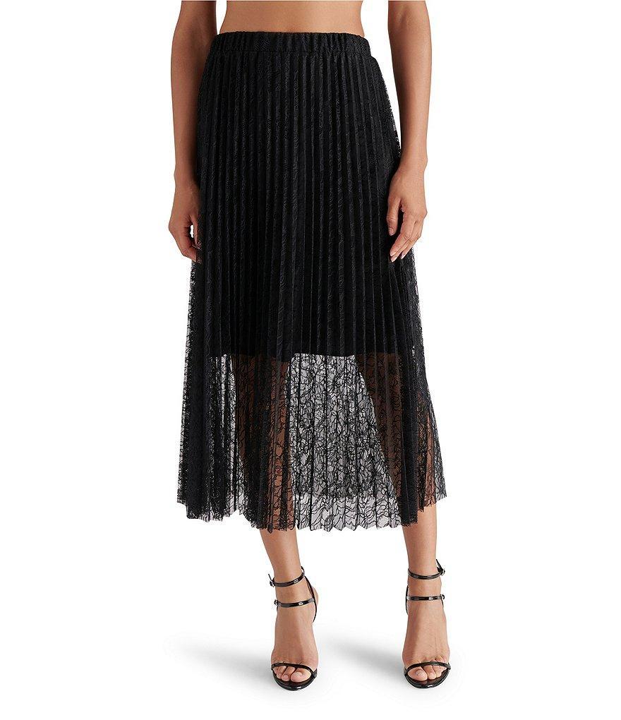 Steve Madden Keira Lace Pleated Midi Skirt Product Image