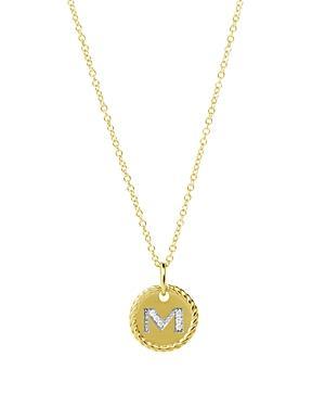 Womens Initial Charm Necklace in 18K Yellow Gold with Pav Diamonds Product Image