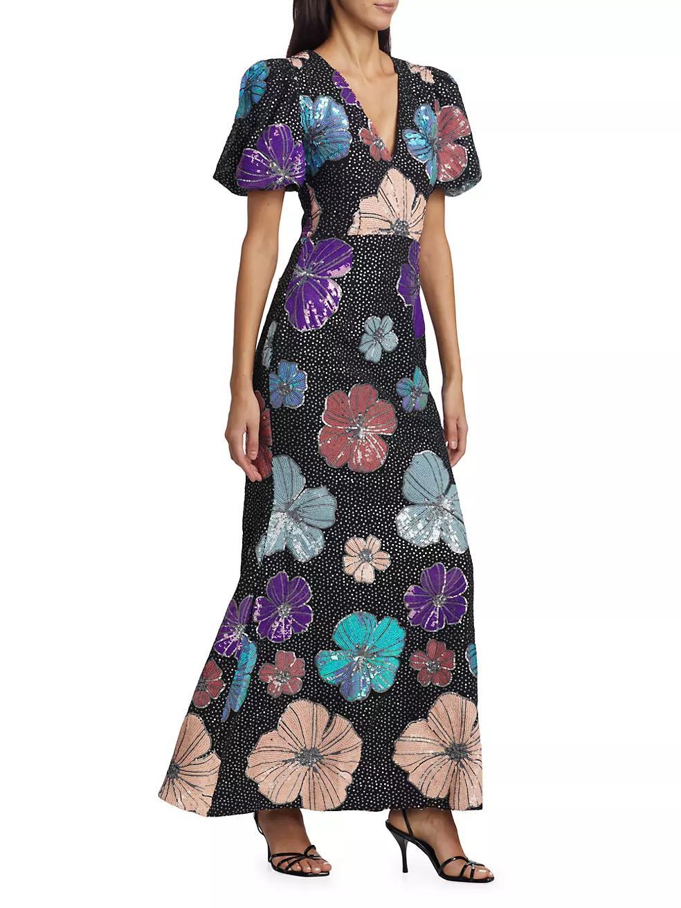 Resort Minka Floral Sequin Gown Product Image