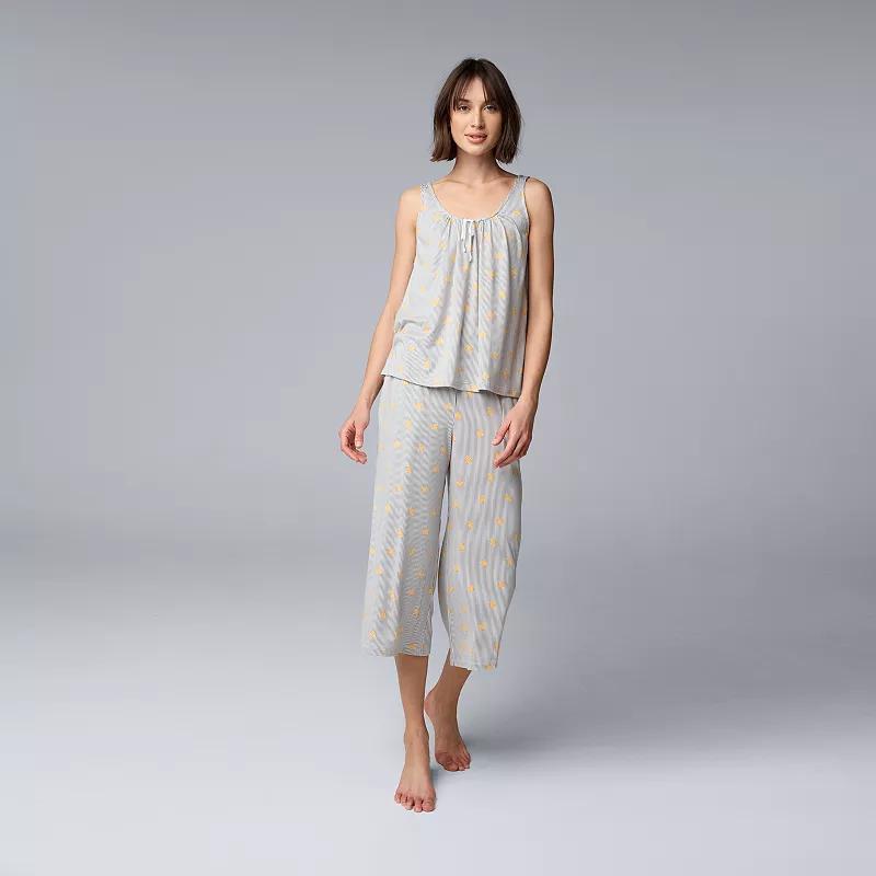 Womens Simply Vera Vera Wang Cozy Tank Top & Culotte Pants Pajama Set Product Image