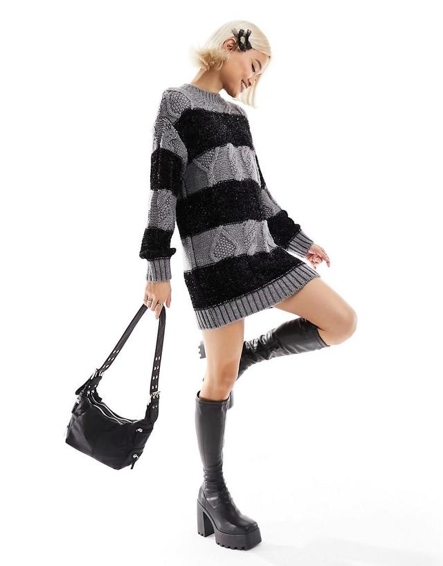 MANGO - Striped sweater dress greyWomen Product Image