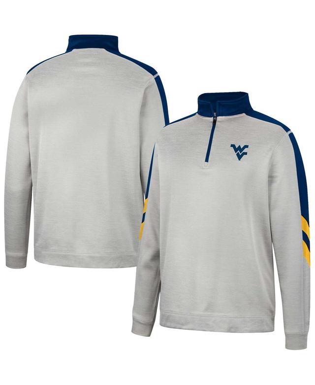 Mens Colosseum Gray/Navy West Virginia Mountaineers Bushwood Fleece Quarter-Zip Jacket Product Image