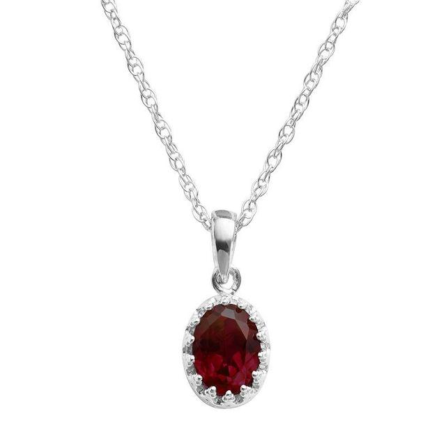 Designs by Gioelli Sterling Silver Garnet Oval Pendant, Womens Red Product Image