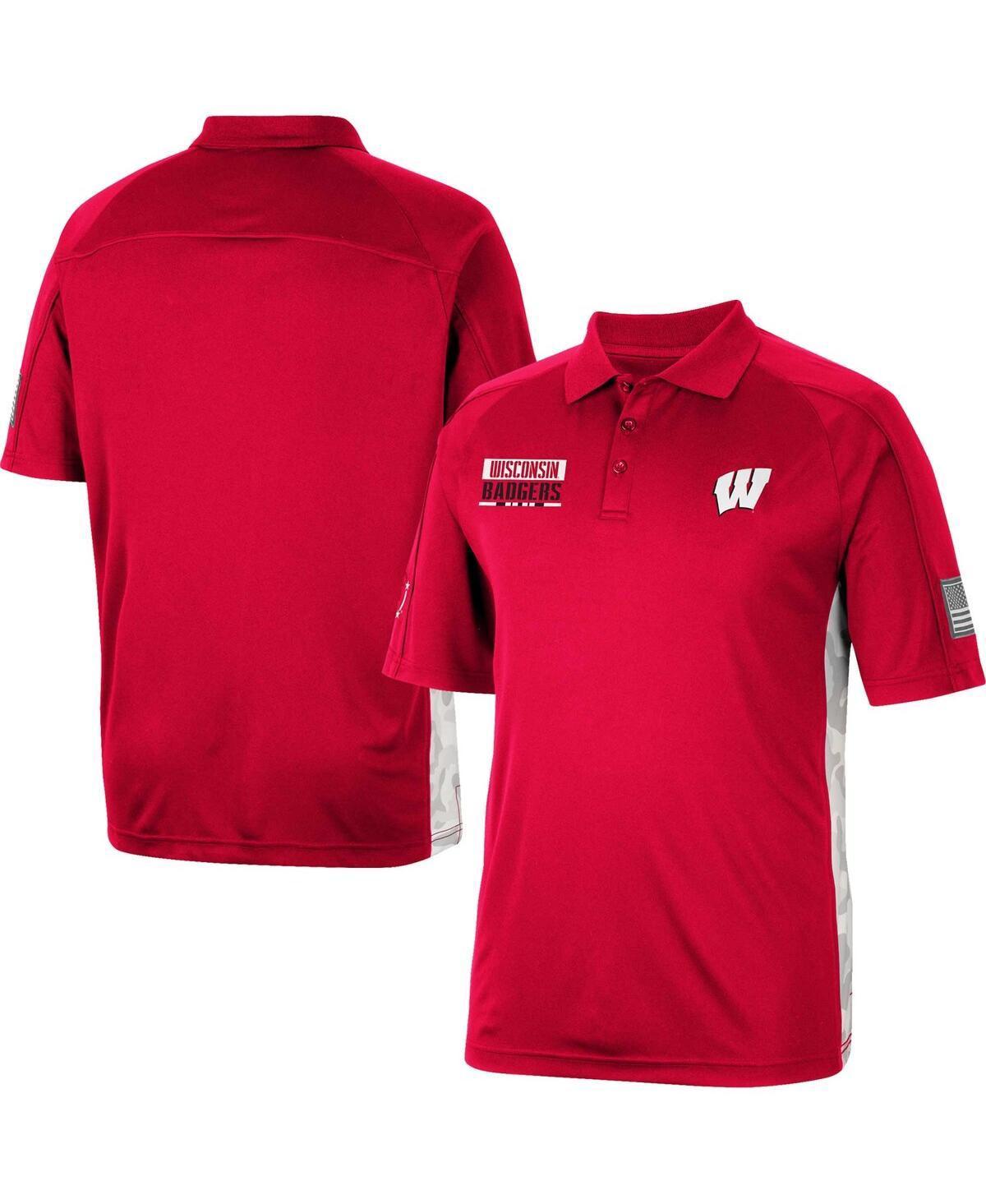 Mens Colosseum Red Wisconsin Badgers OHT Military Appreciation Snow Camo Polo Product Image