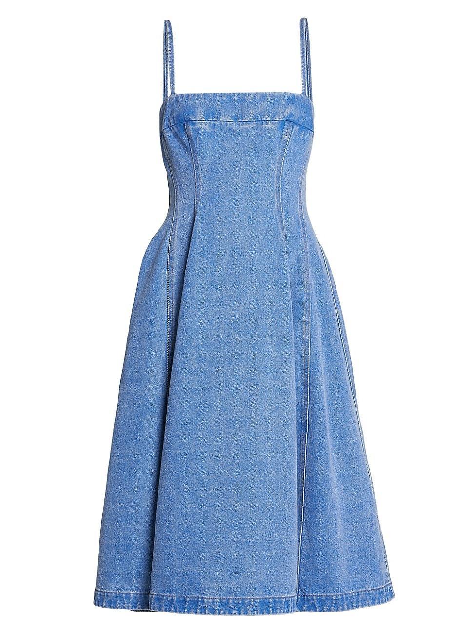 Womens Denim Bustier Sleeveless Midi-Dress Product Image