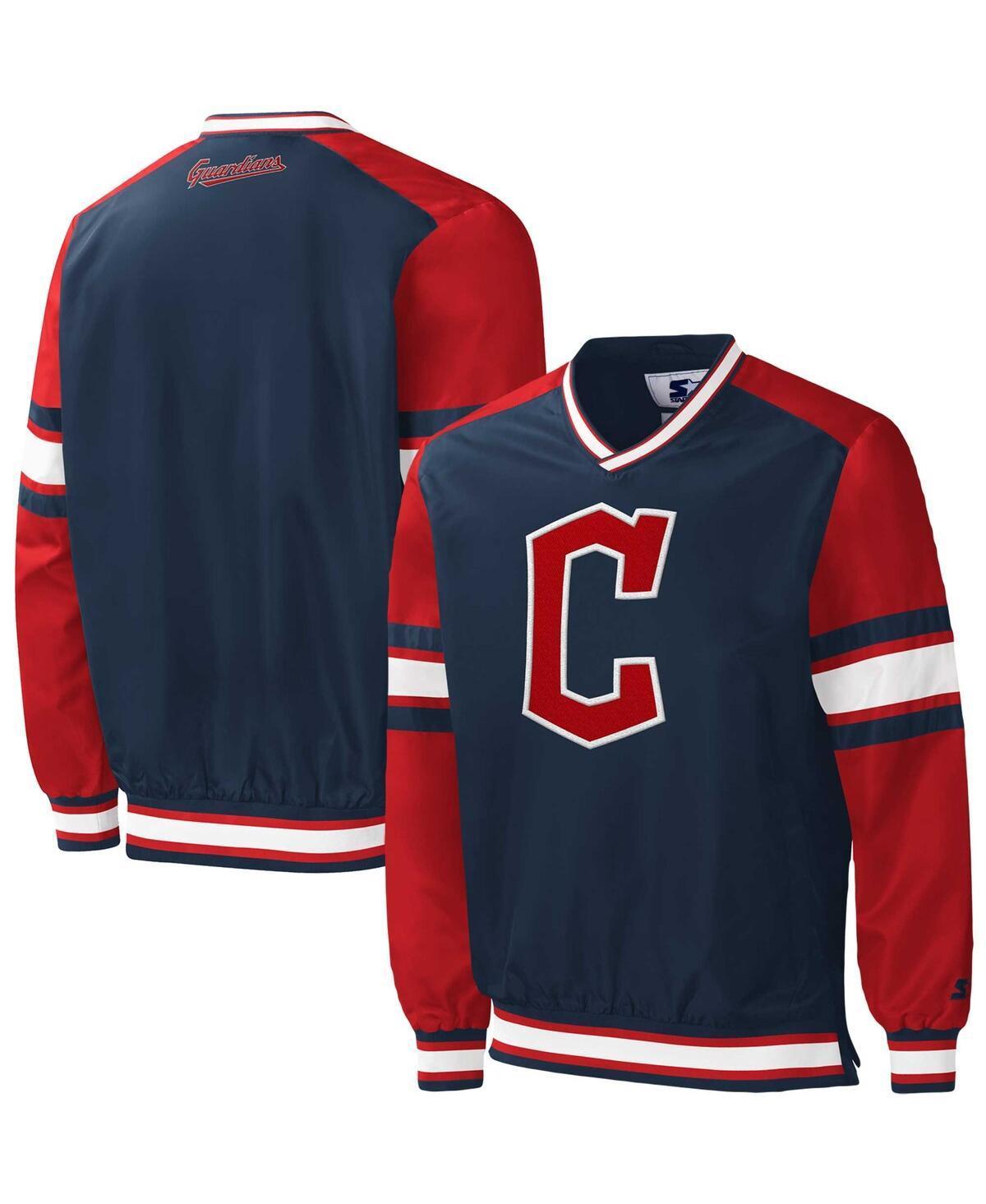 Mens Starter Navy Cleveland Guardians Yardline Pullover Windbreaker Product Image