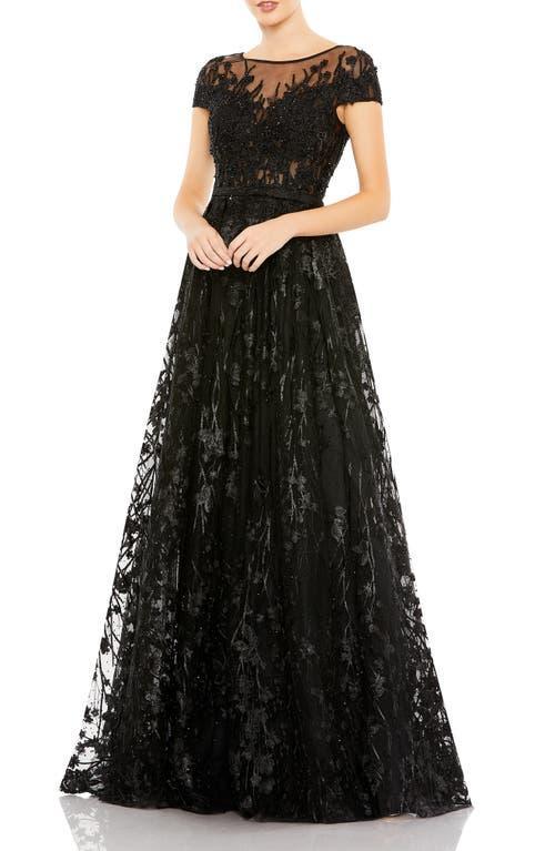 Womens Embellished Tulle A-Line Gown Product Image