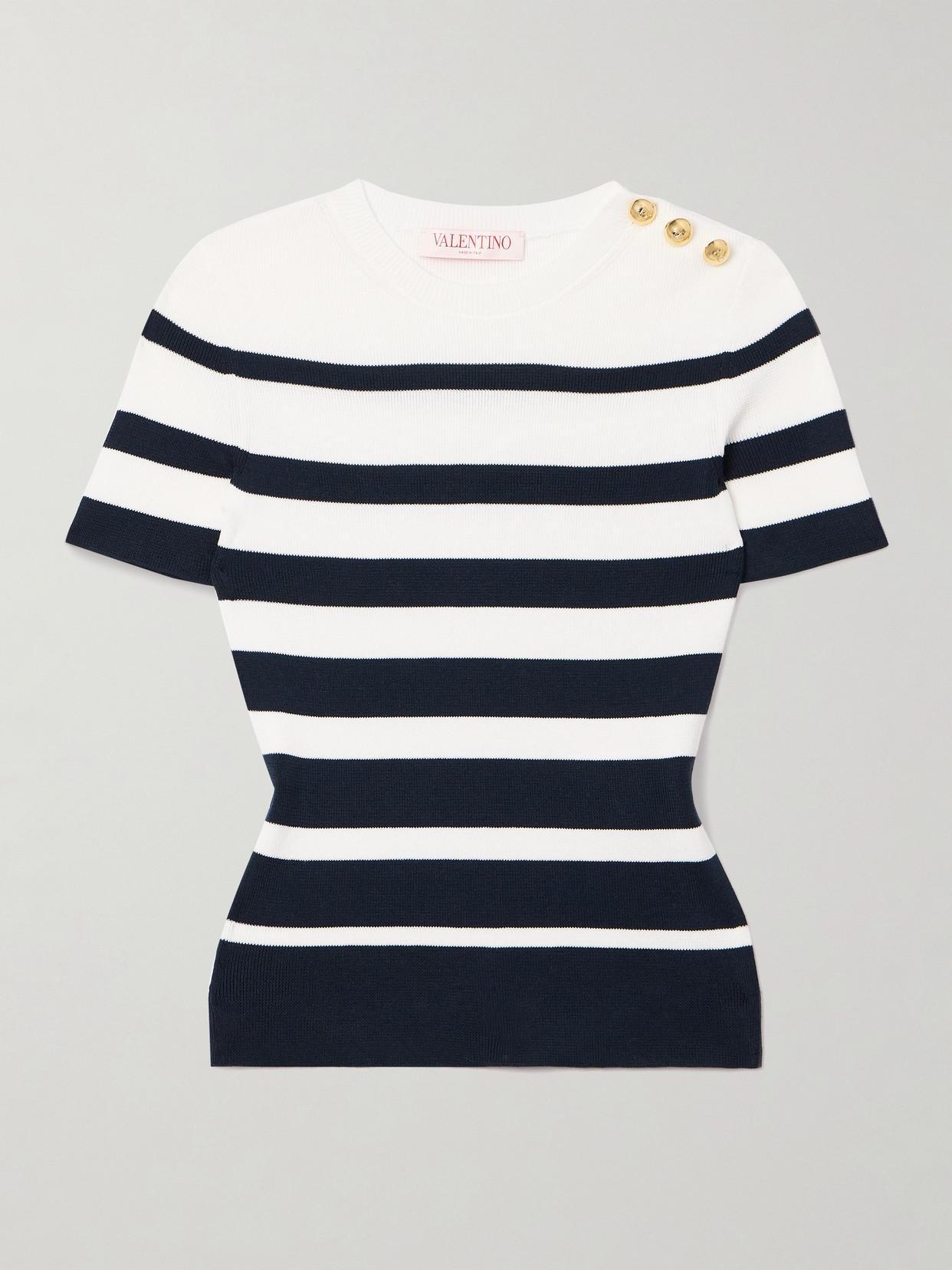 Striped Cotton Top In Navy Ivory Product Image