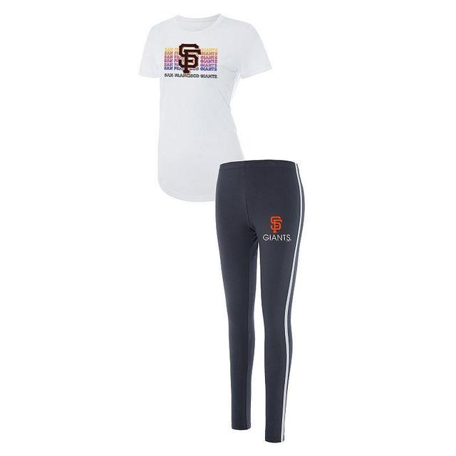 Womens Concepts Sport Charcoal/White San Francisco Giants Sonata T-Shirt & Leggings Sleep Set Product Image