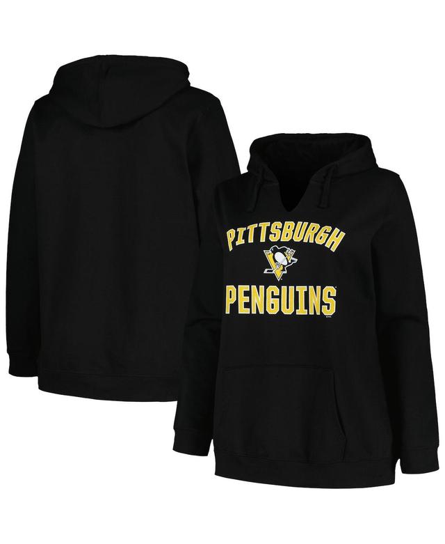 Womens Profile Black Pittsburgh Penguins Plus Size Arch Over Logo Pullover Hoodie Product Image