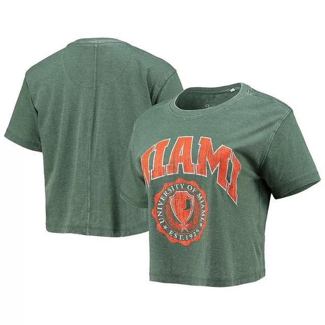 Womens Pressbox Miami Hurricanes Edith Vintage Burnout Crop T-Shirt Product Image