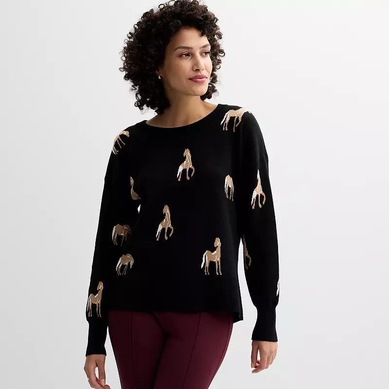 Womens Catherine Malandrino Horse Crewneck Sweater Product Image