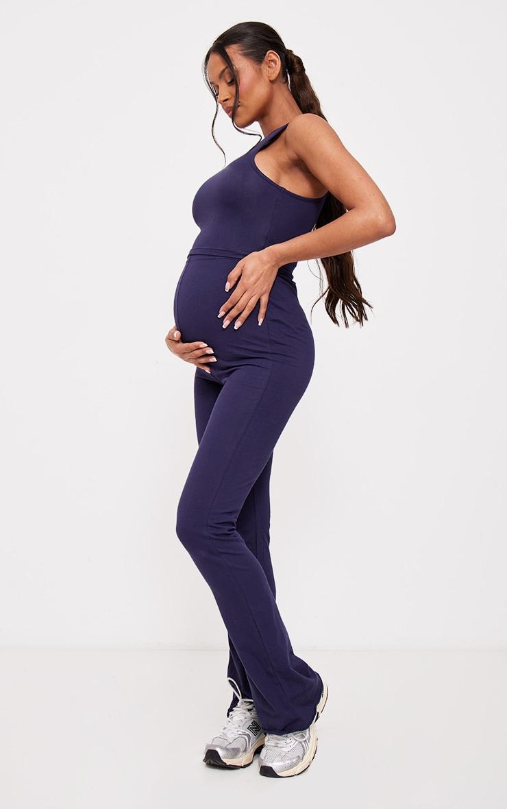 Maternity Navy Racer Crop Top Product Image